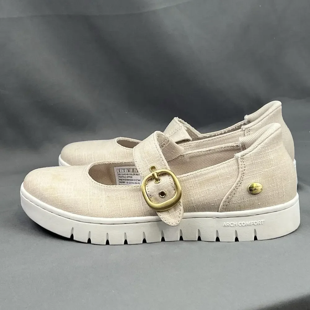 Skechers BOBS Arch Comfort Sunfest Easy Charm Mary Jane Women’s 6 Natural